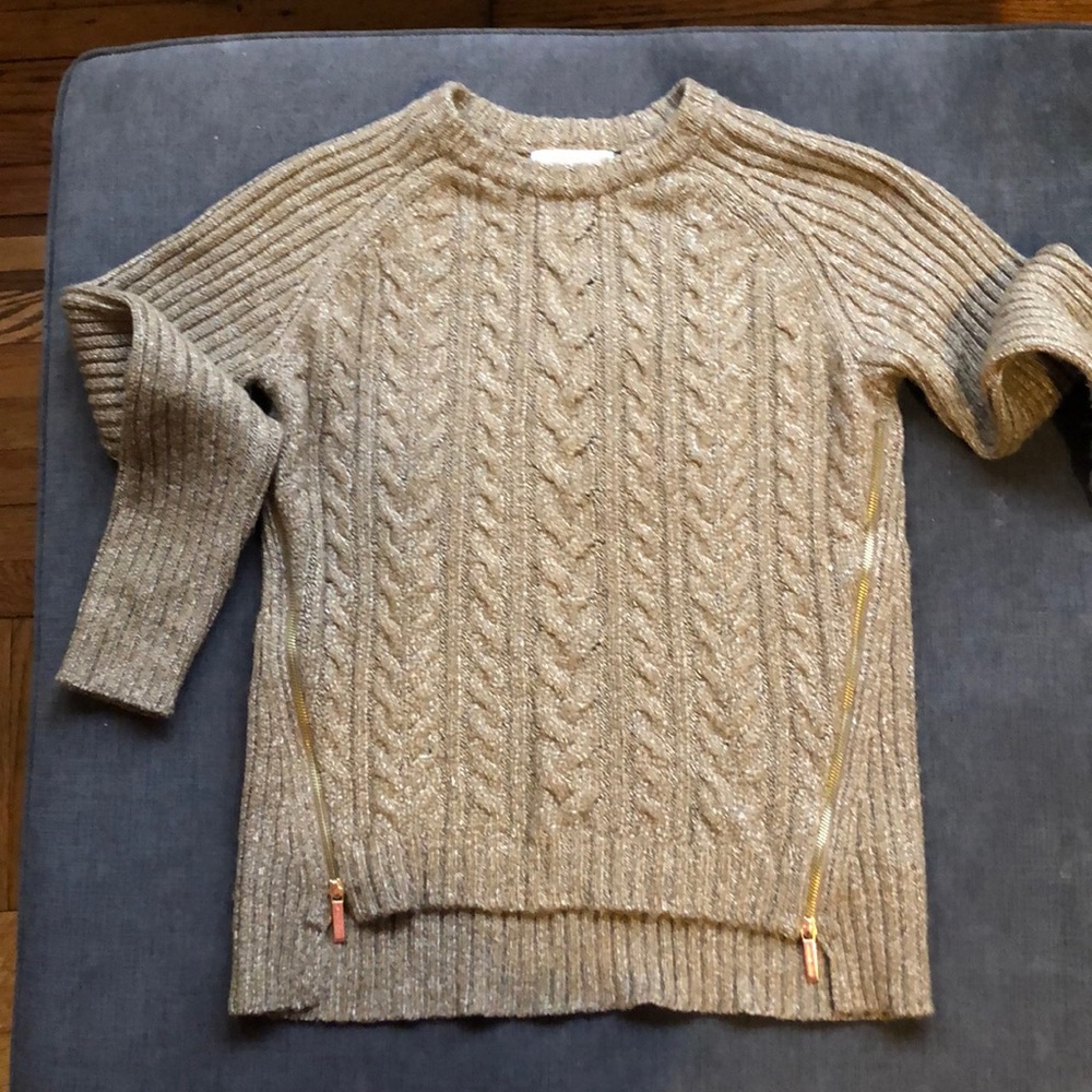 Micheal Kors camel sweater with zipper feature